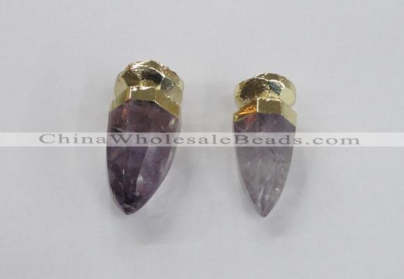 NGP2628 12*30mm - 15*40mm cone amethyst gemstone pendants