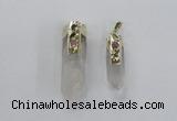 NGP2632 12*35mm - 15*40mm sticks white crystal & amethyst pendants