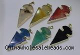 NGP2652 25*48mm - 28*54mm arrowhead agate pendants wholesale