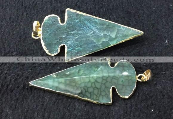 NGP2659 24*53mm - 26*55mm arrowhead agate pendants wholesale