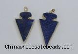 NGP2690 25*40mm - 30*55mm arrowhead lapis lazuli pendants