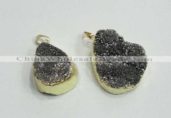 NGP2770 25*30mm - 30*40mm freeform plated druzy agate pendants