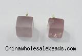 NGP2781 10*12mm - 12*14mm cube rose quartz gemstone pendants