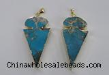 NGP2821 25*50mm - 27*55mm arrowhead sea sediment jasper pendants