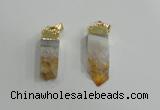 NGP2839 8*25mm - 12*40mm sticks druzy citrine gemstone pendants