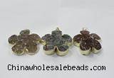 NGP2852 42*45mm - 50*52mm flower agate gemstone pendants