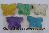 NGP2877 40*50mm - 45*55mm butterfly druzy agate pendants wholesale