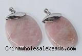 NGP2879 45*65mm - 50*70mm freeform rose quartz gemstone pendants