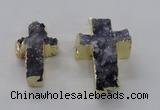 NGP2933 25*40mm – 30*50mm cross druzy agate gemstone pendants wholesale