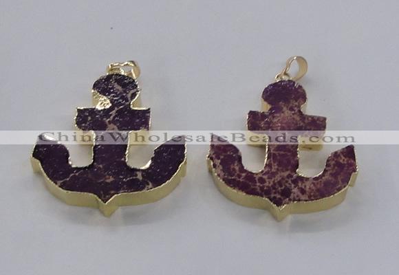 NGP2937 38*40mm – 40*45mm anchor sea sediment jasper pendants