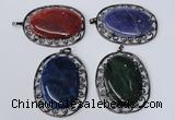 NGP2974 50*60mm oval agate gemstone pendants wholesale