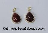 NGP3004 15*20mm flat teardrop agate gemstone pendants wholesale