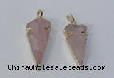 NGP3027 15*35mm – 20*50mm arrowhead rose quartz gemstone pendants