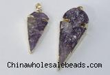 NGP3029 15*35mm – 20*50mm arrowhead amethyst gemstone pendants