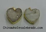 NGP3047 30*30mm heart druzy agate gemstone pendants