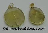 NGP3063 25*35mm – 35*45mm freeform lemon quartz pendants