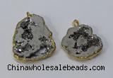 NGP3145 25*35mm - 40*50mm freeform plated druzy agate pendants