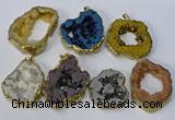 NGP3147 25*35mm - 40*50mm freeform plated druzy agate pendants