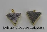 NGP3220 25*30mm - 30*35mm triangle druzy agate pendants