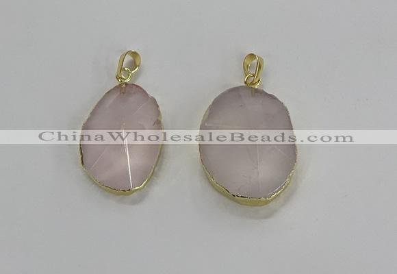 NGP3270 18*25mm - 30*35mm freeform rose quartz pendants