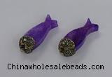 NGP3274 16*52mm - 18*56mm fish-shaped agate gemstone pendants