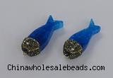 NGP3276 16*52mm - 18*56mm fish-shaped agate gemstone pendants