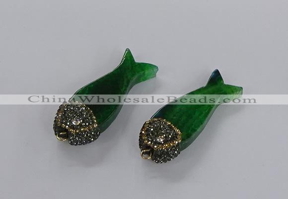 NGP3277 16*52mm - 18*56mm fish-shaped agate gemstone pendants