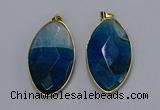 NGP3288 33*55mm faceted marquise agate gemstone pendants wholesale