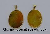 NGP3292 33*45mm faceted oval agate gemstone pendants wholesale