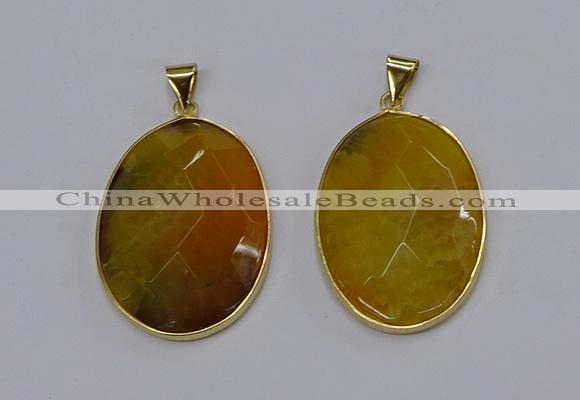 NGP3292 33*45mm faceted oval agate gemstone pendants wholesale