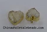 NGP3331 30*30mm - 35*35mm heart druzy agate gemstone pendants