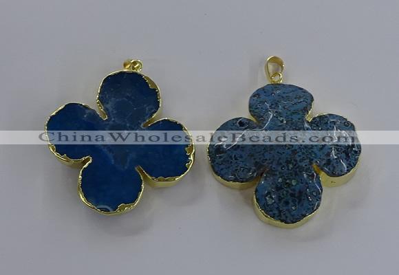 NGP3336 43*45mm - 45*47mm flower agate gemstone pendants