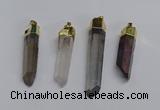 NGP3405 10*45mm - 12*55mm sticks plated quartz pendants wholesale