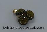 NGP3413 14mm - 16mm coin druzy agate gemstone pendants