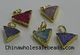 NGP3435 12*16mm - 15*20mm triangle druzy agate gemstone pendants