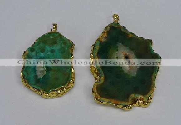 NGP3487 40*50mm - 50*65mm freeform druzy agate gemstone pendants
