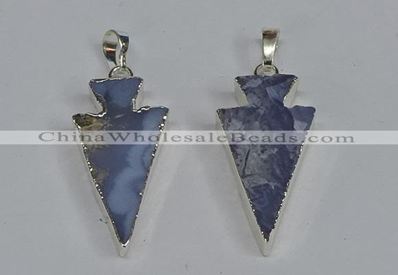NGP3491 15*30mm - 18*40mm arrowhead blue lace agate pendants