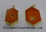 NGP3494 25*40mm - 30*45mm hexagon druzy agate pendants