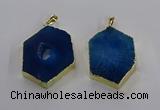 NGP3497 25*40mm - 30*45mm hexagon druzy agate pendants