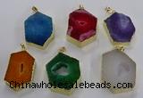 NGP3501 25*40mm - 30*45mm hexagon druzy agate pendants