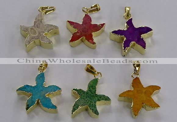 NGP3517 24*25mm starfish fossil coral pendants wholesale