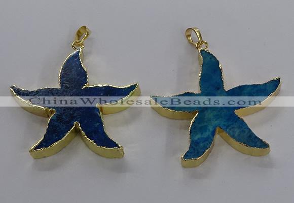 NGP3524 48*50mm starfish fossil coral pendants wholesale
