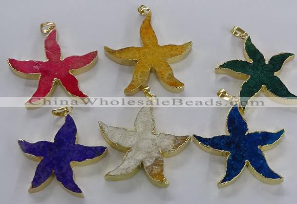 NGP3528 48*50mm starfish fossil coral pendants wholesale