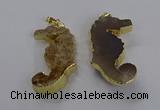 NGP3530 22*58mm - 25*55mm seahorse agate gemstone pendants