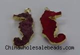 NGP3533 22*58mm - 25*55mm seahorse agate gemstone pendants