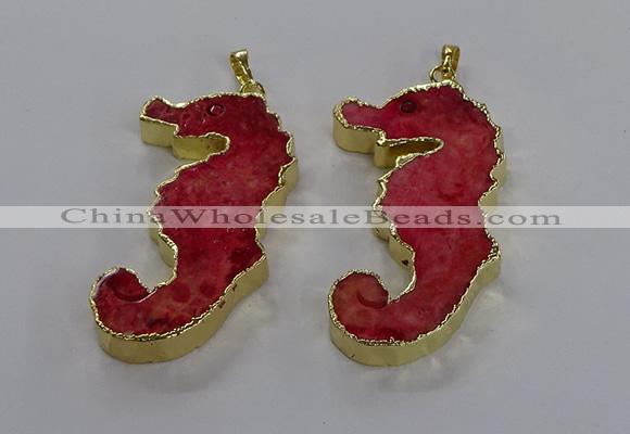 NGP3553 22*58mm - 25*55mm seahorse fossil coral pendants