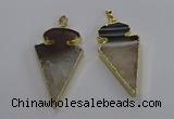 NGP3570 25*50mm - 30*55mm arrowhead druzy agate pendants