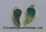 NGP3608 15*30mm - 18*40mm wing-shaped druzy agate pendants