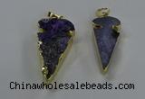 NGP3614 15*30mm - 20*40mm arrowhead druzy agate pendants