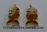 NGP3643 25*50mm - 28*55mm fishbone agate gemstone pendants